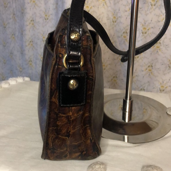 PATRICIA NASH 10th Anniversary dark brown stone design print leather crossbody. - Picture 6 of 16
